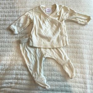 Hanna Andersson Pointelle Wrap Top and Footed Pants Set